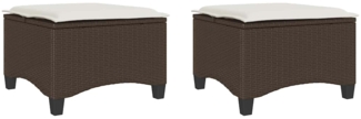 vidaXL Gartenhocker mit Kissen 2 Stk. Braun 55 x 55 x 36 cm Poly Rattan 4108247