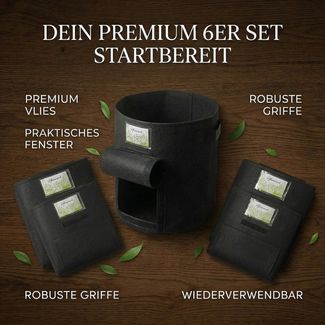 Onbest Pflanzkübel Premium Pflanzsack Pflanztaschen 3er & 6er Set 30 Liter (6 St), ⌀ 34 cm, 35 cm Höhe, 420g/m² hochwertiger Vliesstoff, Griffe