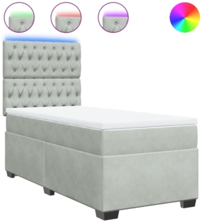 vidaXL Boxspringbett mit Matratze Hellgrau 90x200 cm Samt 3293116