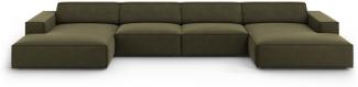 Micadoni 6-Sitzer Samtstoff Panorama Sofa Jodie | Bezug Green | Beinfarbe Black Plastic