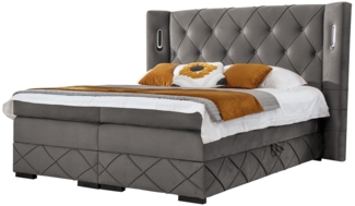 Boxspringbett Fazzle Lux, Dunkelgrau, 180x200 cm