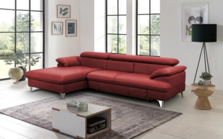 COTTA Ecksofa David Echtleder, Echtleder mit Schlaffunktion & Bettkasten