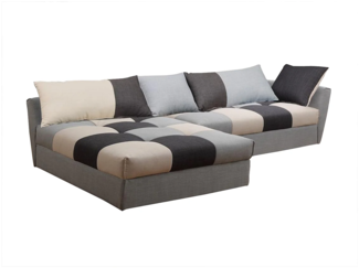 Ecksofa mit Schlaffunktion ROMANE - Patchwork Grau - Ecke Links