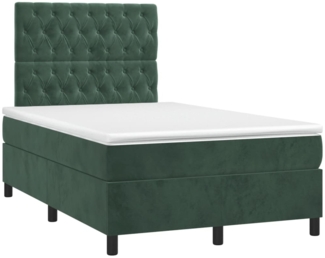 vidaXL Boxspringbett mit Matratze Dunkelgrün 120x190 cm Samt 3270016