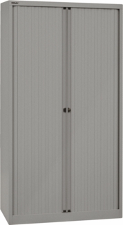 BISLEY Rollladenschrank mit Schloss in silber Schrank aus Metall Rollladen aus Kunststoff inkl. 4 Einlegeböden, ET410194S-SL355