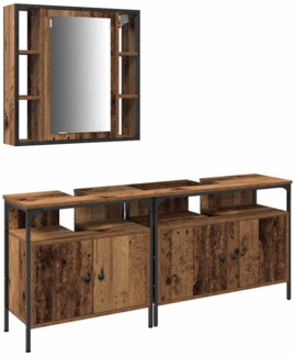 vidaXL Badezimmer Waschbeckenmöbel mit Regal 3 pcs Braun Holzwerkstoff 3332546