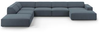 Micadoni 7-Sitzer Panorama Ecksofa Jodie Blue