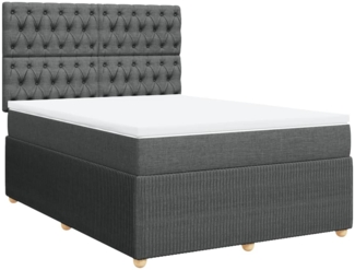 vidaXL Boxspringbett mit Matratze Dunkelgrau 160x200 cm Stoff 3292115