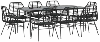 vidaXL 9-teiliges Garten-Esszimmerset aus schwarzem Polyrattanglas 3334442