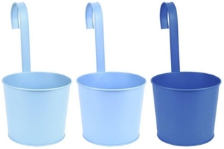 Rivanto Blumentopf Blautöne, mit Haken, für Terrasse Balkon & Garten