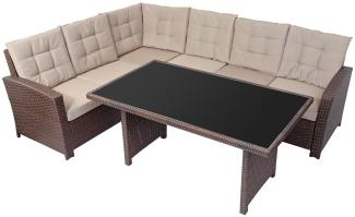 XXL Alu Polyrattan Terrassen Lounge Set Gartenlounge Sitzgruppe Glastisch 2-tlg.