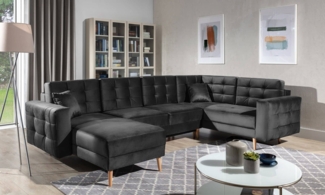 Wohnlandschaft Asgard U Dunkelgrau – Sofa mit Schlaffunktion