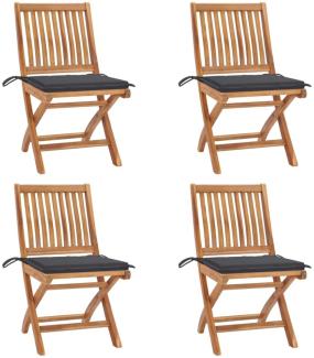 vidaXL Klappbare Gartenstühle mit Kissen 4 Stk. Massivholz Teak 3072807