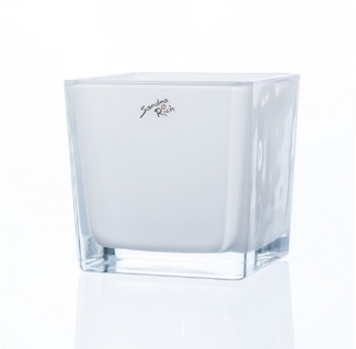 Sandra Rich Übertopf SANDRA RICH, Glasübertopf "CUBE" Pflanztopf Blumentopf Weiß 12x12cm