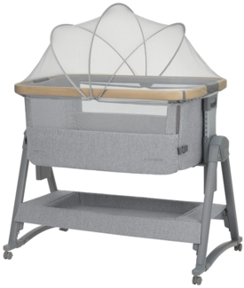 Kikka boo Beistellbett Nanna 2 Matratze Schaukelstäbe Moskitonetz Räder Korb grau
