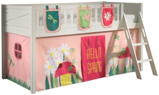 Kinderbett Karyl 208x114x135 Massivholz Weiß Textilset Spring 3