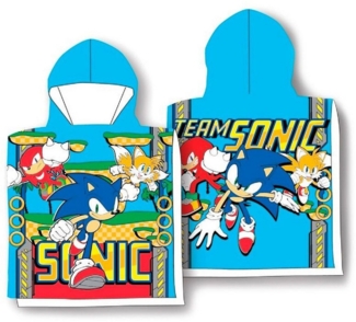 Sonic Kinder Poncho Flauschiger Überwurf mit Kapuze