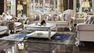 JVmoebel Couchtisch Echtes Holz Holz Beistell Sofa Tische Tisch Wohnzimmer Barock Weiß, Made in Europa