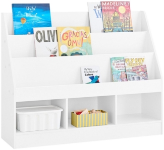 SoBuy Kinderregal KMB118, Bücherregal Kinder, Aufbewahrung Regal, Spielzeugregal, Montessori Kinderregal, mit 3 Ablagefächern, 3 Fächern, Kinderzimmer