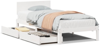 vidaXL Massivholzbett mit Schubladen Weiß 100x200 cm Kiefer 3301981