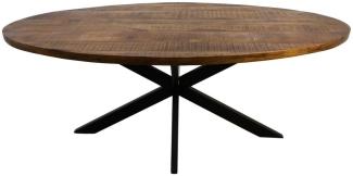 HSM COLLECTION Young Industrial Esstisch mit Eisenrahmen - Oval - 200x110 cm - Mangoholz / Eisen