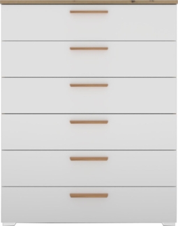 Kommode Antigua / Aditio-A , Holzwerkstoff , Weiß, Holzfarben , 93 x 119 x 42 cm