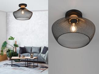 Vintage Deckenleuchte VALERIA Drahtgeflecht Schwarz Ø 35cm