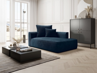 Vente-unique - Recamiere linksseitig - Cord - Blau - PINETA