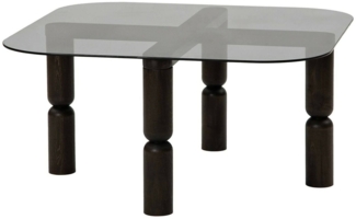 Dmora Wohnzimmertisch Gran, Niedriger Wohnzimmertisch, Kaffeeregal, Couchtisch für Sofa, 80x80h40 cm, Anthrazit und Rauchig