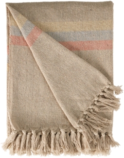 Decke Überwurf Streifen Unendlich 100% Baumwolle 130x180 cm Skandinavisch Blau-Bernstein