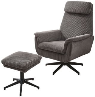 Fernsehsessel Hina mit Hocker / Hamilton, Polyester, Grau, 78 x 109 x 84 cm