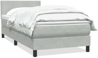 vidaXL Boxspringbett mit Matratze Hellgrau 90x210 cm Samt 3315999