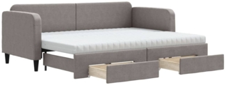 vidaXL Tagesbett Ausziehbar mit Schubladen Taupe 80x200 cm Stoff 3196868