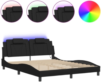 vidaXL Bettgestell "Viana" mit LED ohne Matratze Schwarz 160x200 cm Kunstleder 3214029