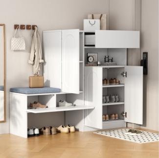 Ulife Schuhschrank 2-in-1 mit Fächern und gepolsterter Bank, (1-St) weiß,130 x 35 x 110 cm
