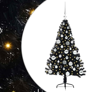 vidaXL Künstlicher vorbeleuchteter Weihnachtsbaum Schwarz 120 cm PVC 3397120