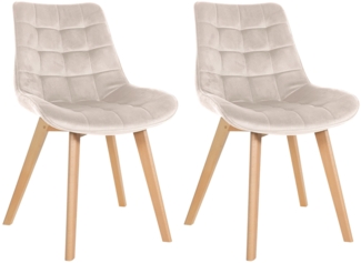 CLP 2er Set Esszimmerstühle Brook mit Samtbezug,creme