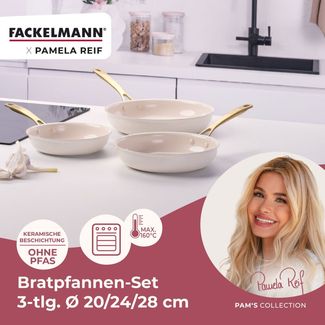 FACKELMANN Bratpfanne Set, Kochgeschirr, Aluminium-Pfannen, Keramikbeschichtung