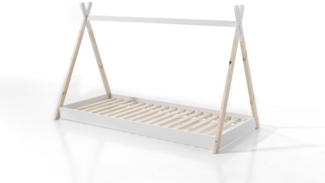 Tipi Karyn 206x106x136 Kinderbett Massivholz Weiß/Natur