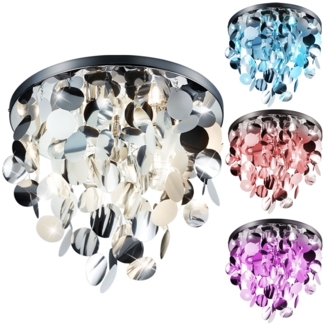 RGB LED Deckenlampe, chrom, Behang silber, 55 cm LUCCA