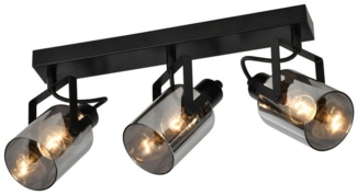 Nettlife Deckenstrahler Vintage Deckenlampe Rauchgrau Glas E14 1/2/3/4 flammig Retro Flurlampe, Schwenkbar 350°, LED wechselbar, für Wohnzimmer Schlafzimmer Flur Küche