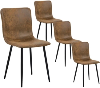 Esszimmerstühle 4er-Set Wildleder Metallbeinen Wohnzimmerstuhl Schwarz Braun