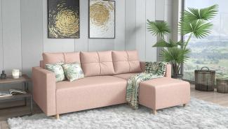 Stylefy Livenza Ecksofa Strukturstoff Rosa Rechts