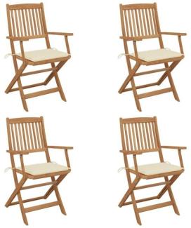 vidaXL Klappbare Gartenstühle 4 Stk. mit Kissen Massivholz Akazie 3064619
