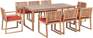 Gartenmöbel Set 8-Sitzer SASSARI PREMIUM inkl. Kissen zertifiziertes Akazienholz Rot