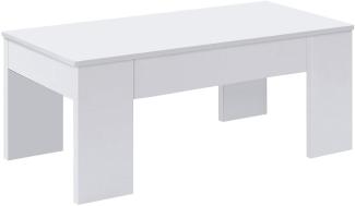 Habitdesign Raising Couchtisch, Wohn- oder Esstisch, LC-Modell, Ausführung in Artik White Farbe, Maße: 100 cm (Breite) x 50 cm (Tiefe) x 45-56 cm (Höhe)