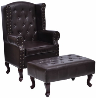 vidaXL Sessel mit Fußhocker Dunkelbraun Kunstleder [60784]