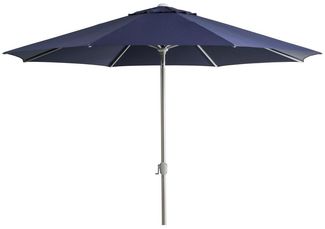 Sonnenschirm Abriola aus Aluminium und Polyester, rund und neigbar, dunkelblau, Ø 330 cm