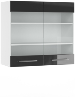 Küchenglasschrank Fame-Line Anthrazit Hochglanz 80 cm Vicco