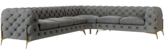 S-Style Möbel Ecksofa Chesterfield Ashley mit Goldene Metall Füßen, Die Eckeinheit kann entweder rechts- oder linkshändig sein, mit Wellenfederung